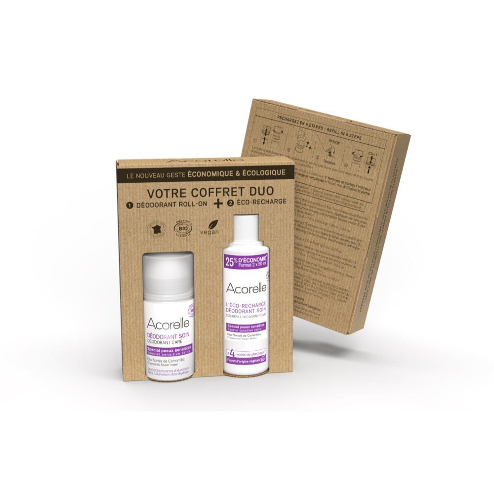 acorelle Coffret Duo Recharge Déo Soin Spécial Peaux Sensibles 100mL Coffret déodorant plus recharge