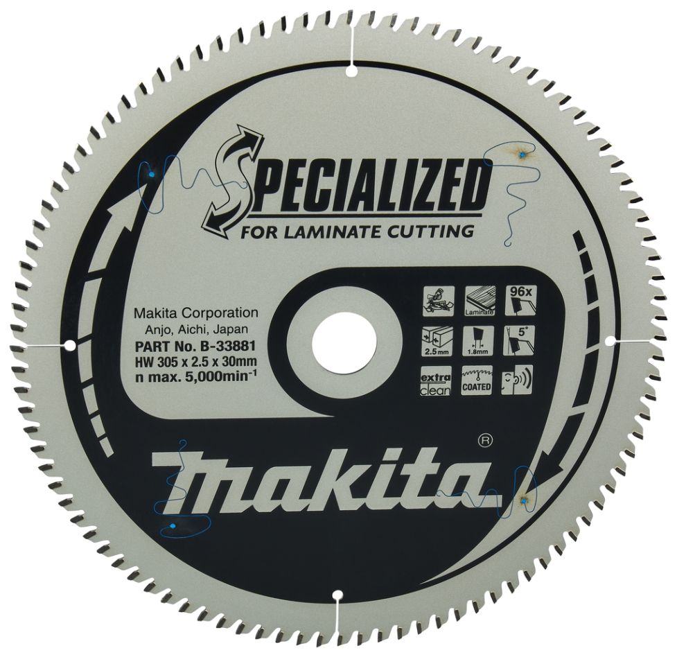 Makita Tillbehör B-33881 Specialiserad Cirkelsågklinga 305 x 30 x 2,5 96T