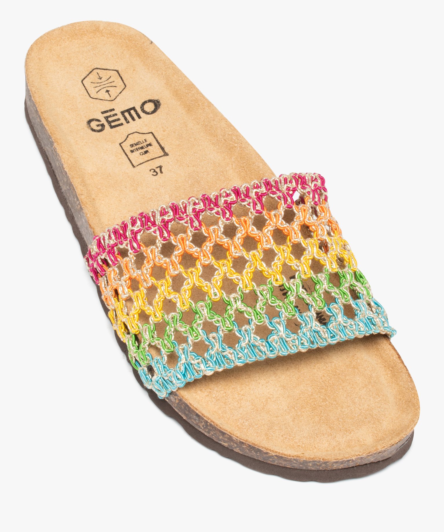 Mules femme à bride multicolore et ajourée multicolore | GEMO