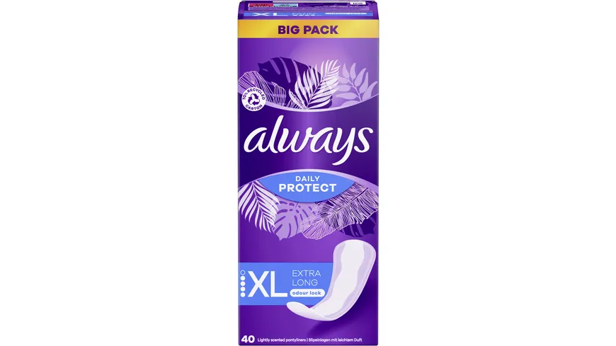 Always DAILY Slipeinlagen Protect Extra Long mit leichtem Duft BigPack 40ST