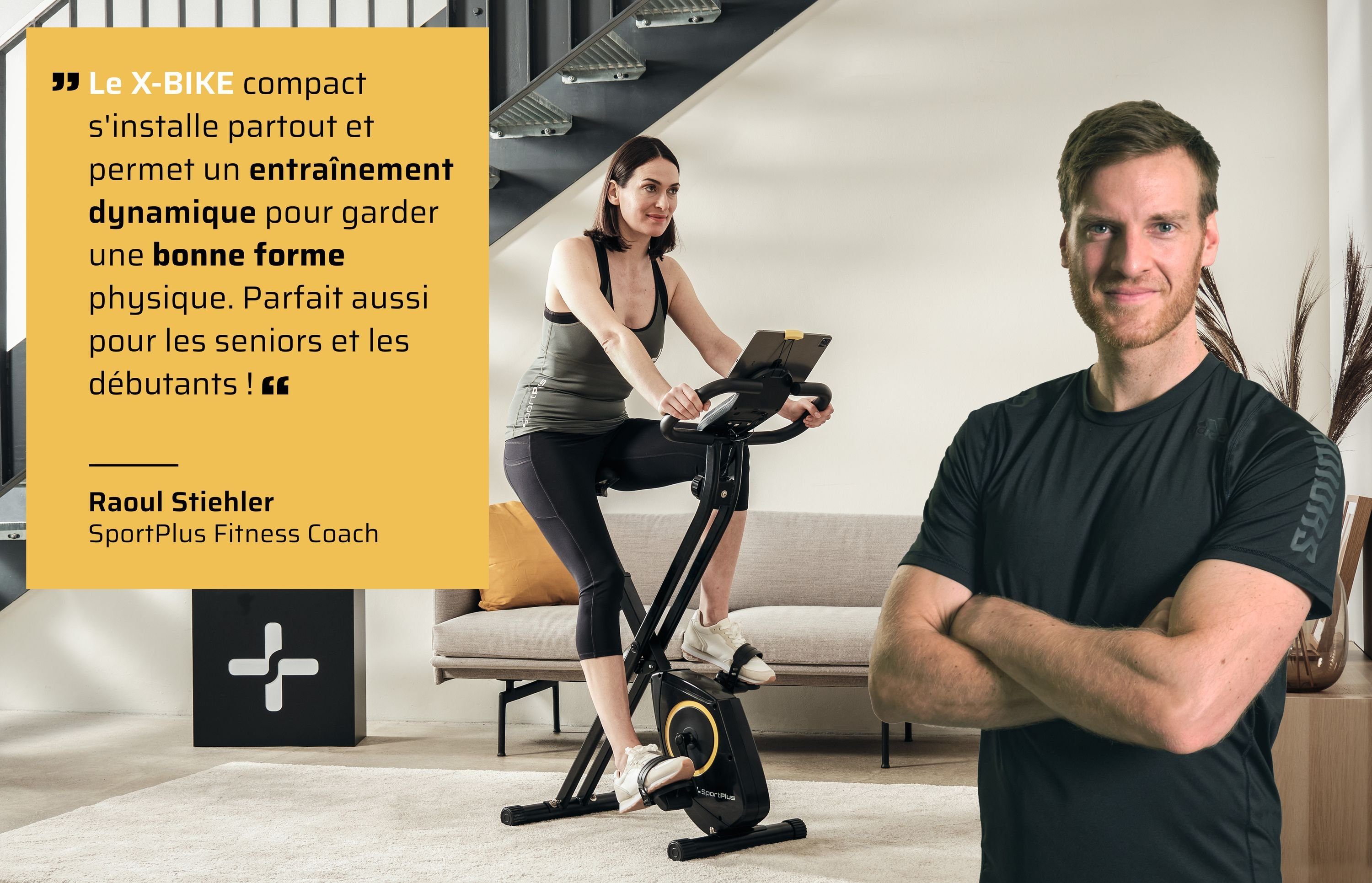 SportPlus Heimtrainer SP-HT-1200-B-iE, Heimtrainer, klappbar für zuhause, X-Bike mit 8 Stufen
