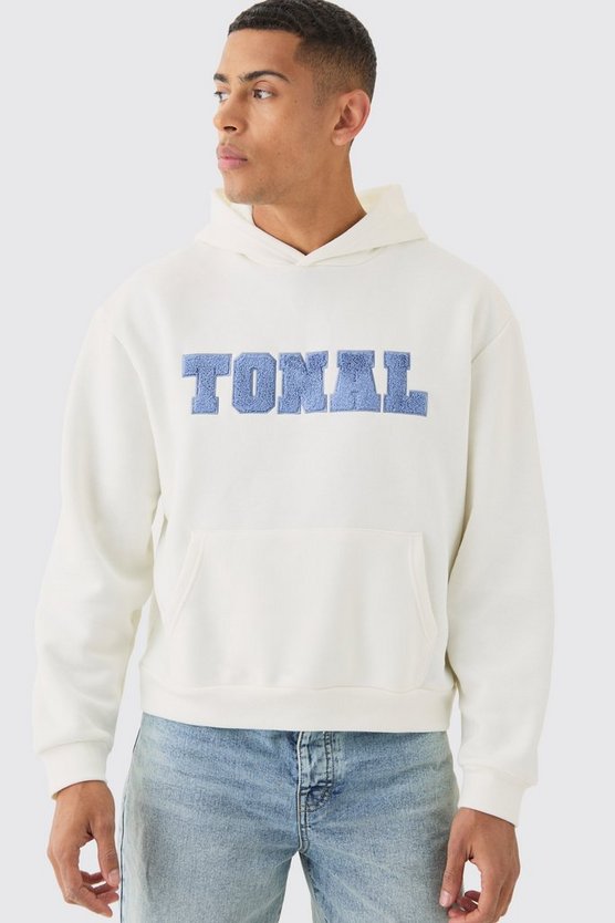 Kastiger Oversize Hoodie mit Borg-Applikation