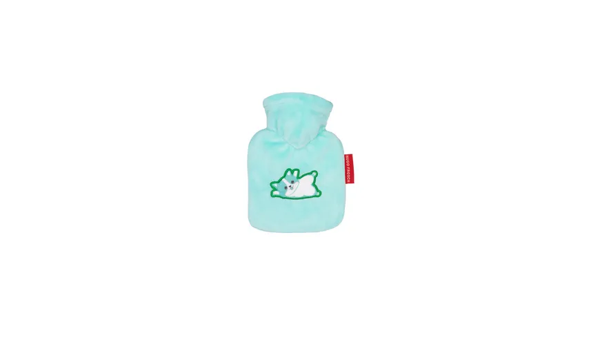Hugo Frosch Mini-Wärmflasche mit Veloursbezug mint Katze mint