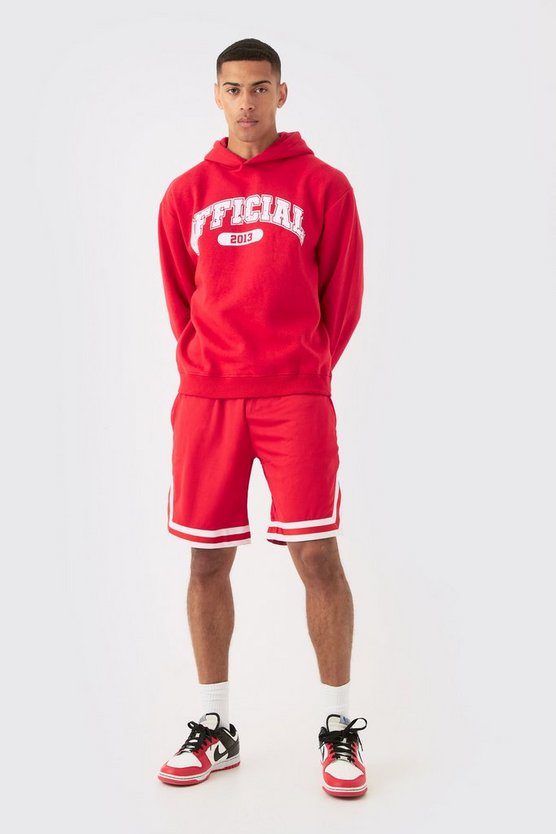 Oversize Official Hoodie und Basketball-Shorts
