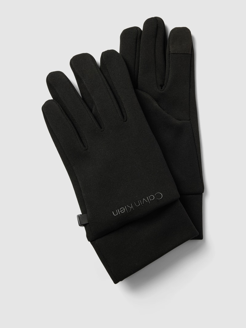 Touchscreen-Handschuhe mit Label-Detail Modell 'PERFORMANCE' in schwarz