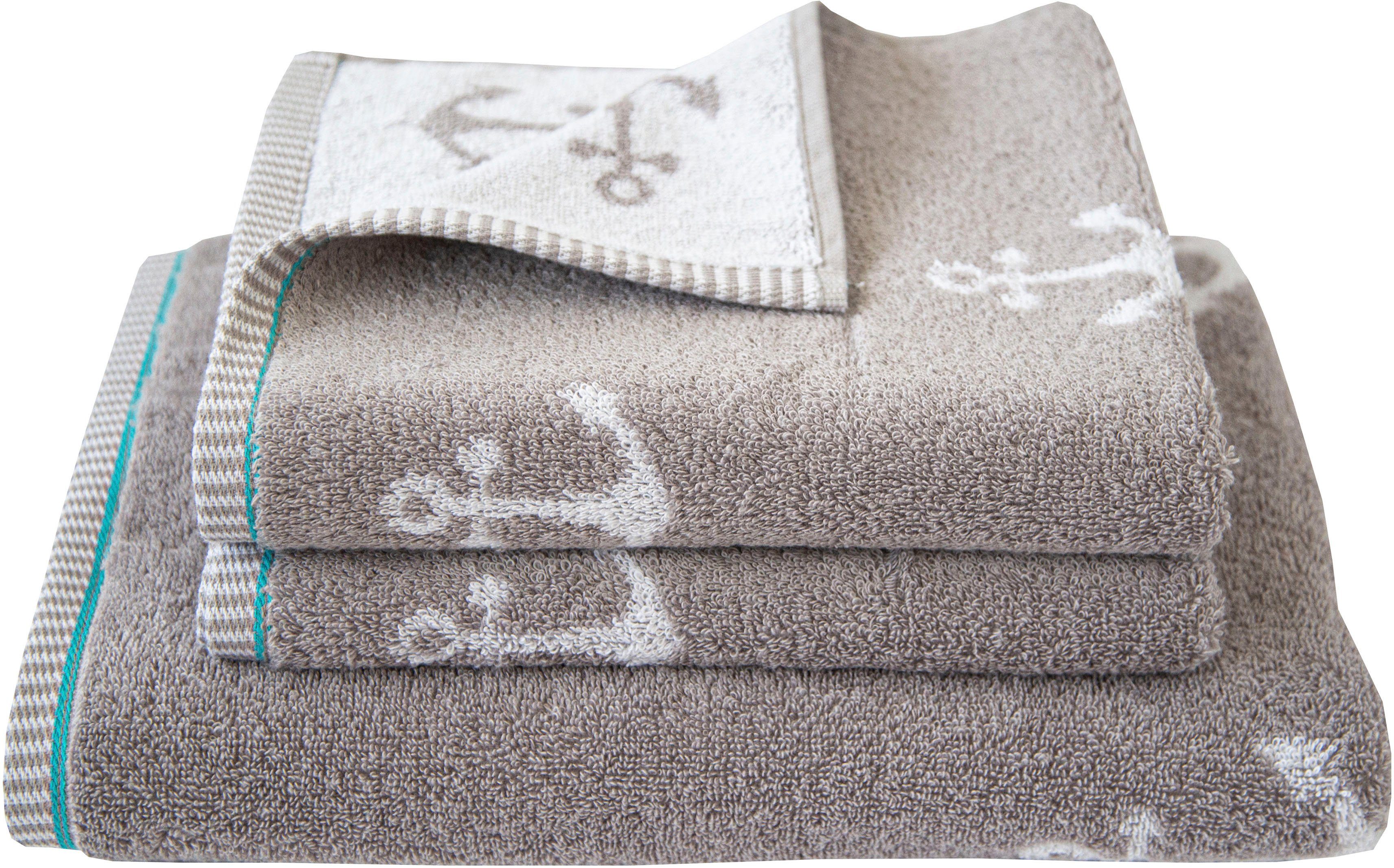 Dyckhoff Handtuch Set Maritim, Nautic, Frottier, (Set, 3-tlg)