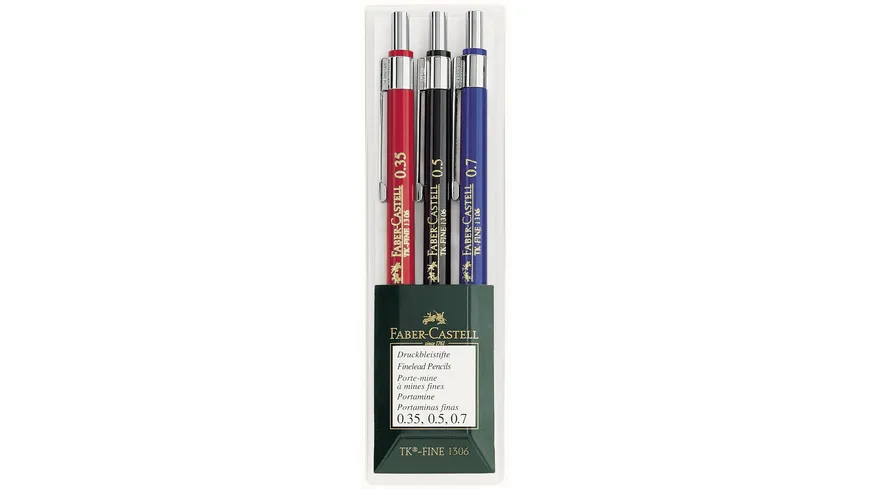 FABER-CASTELL Druckbleistift TK-FINE 3er-Etui 0,35/0,5/0,7mm