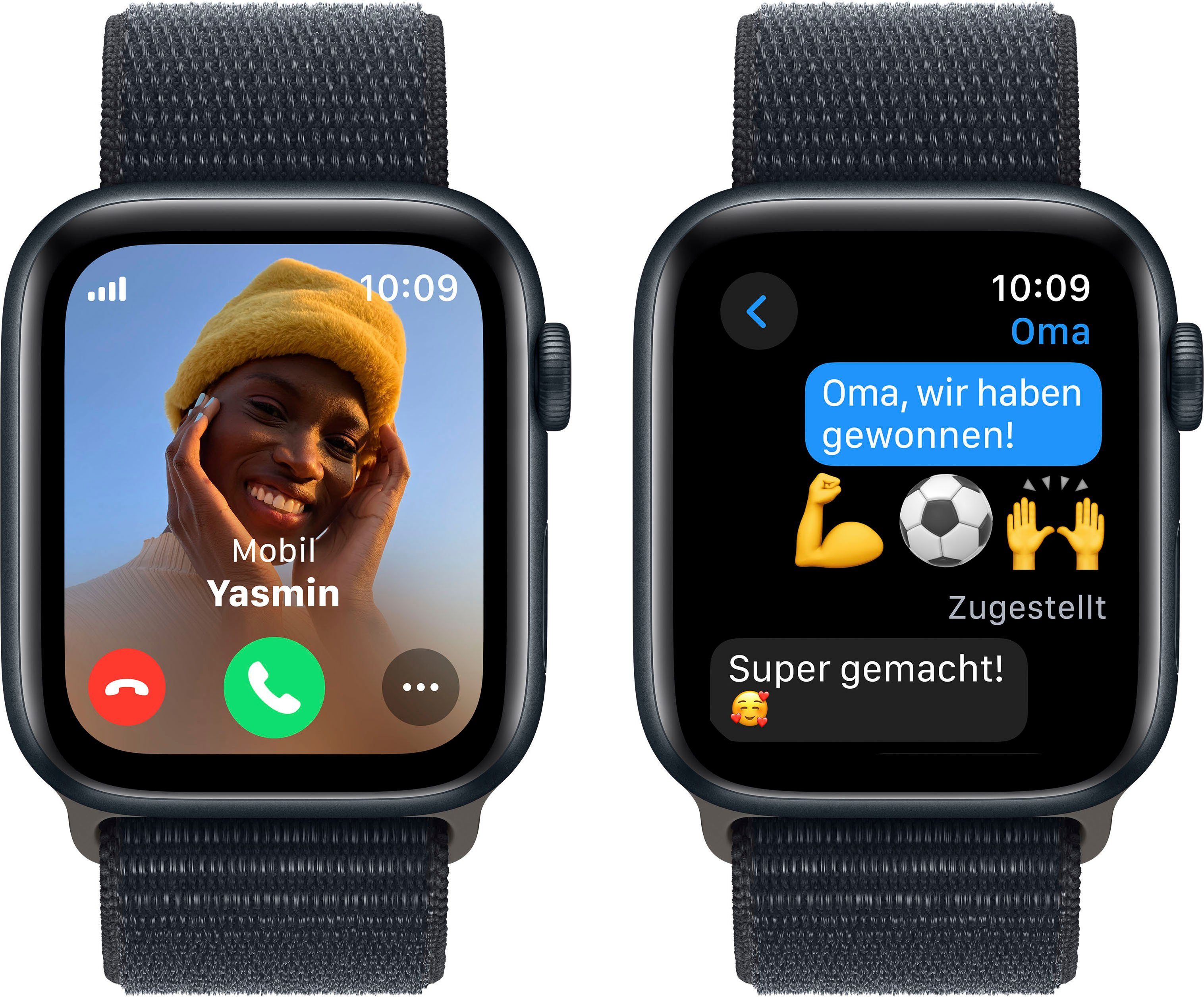 Apple Watch SE GPS Aluminium 44 mm + Cellular Smartwatch (4,4 cm/1,73 Zoll, Watch OS 10), Sport Loop