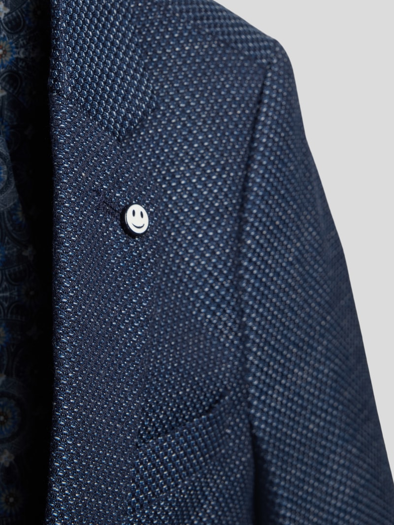 Slim Fit Sakko mit Strukturmuster in marineblau