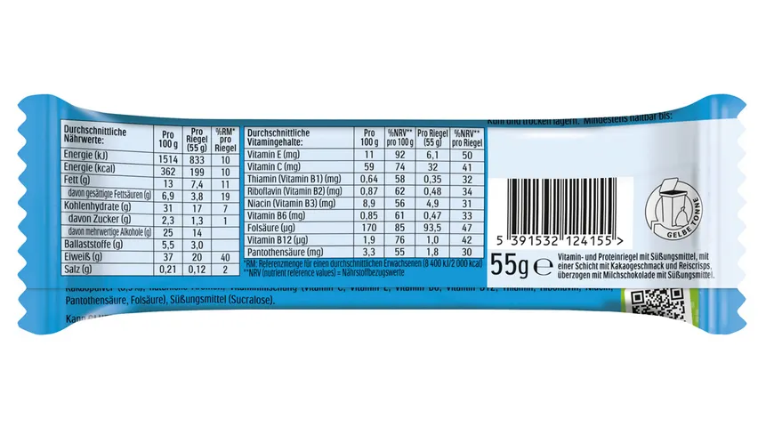 FULFIL Vitamin- und Protein-Riegel Milk Chocolate Crunch Geschmack 55 g