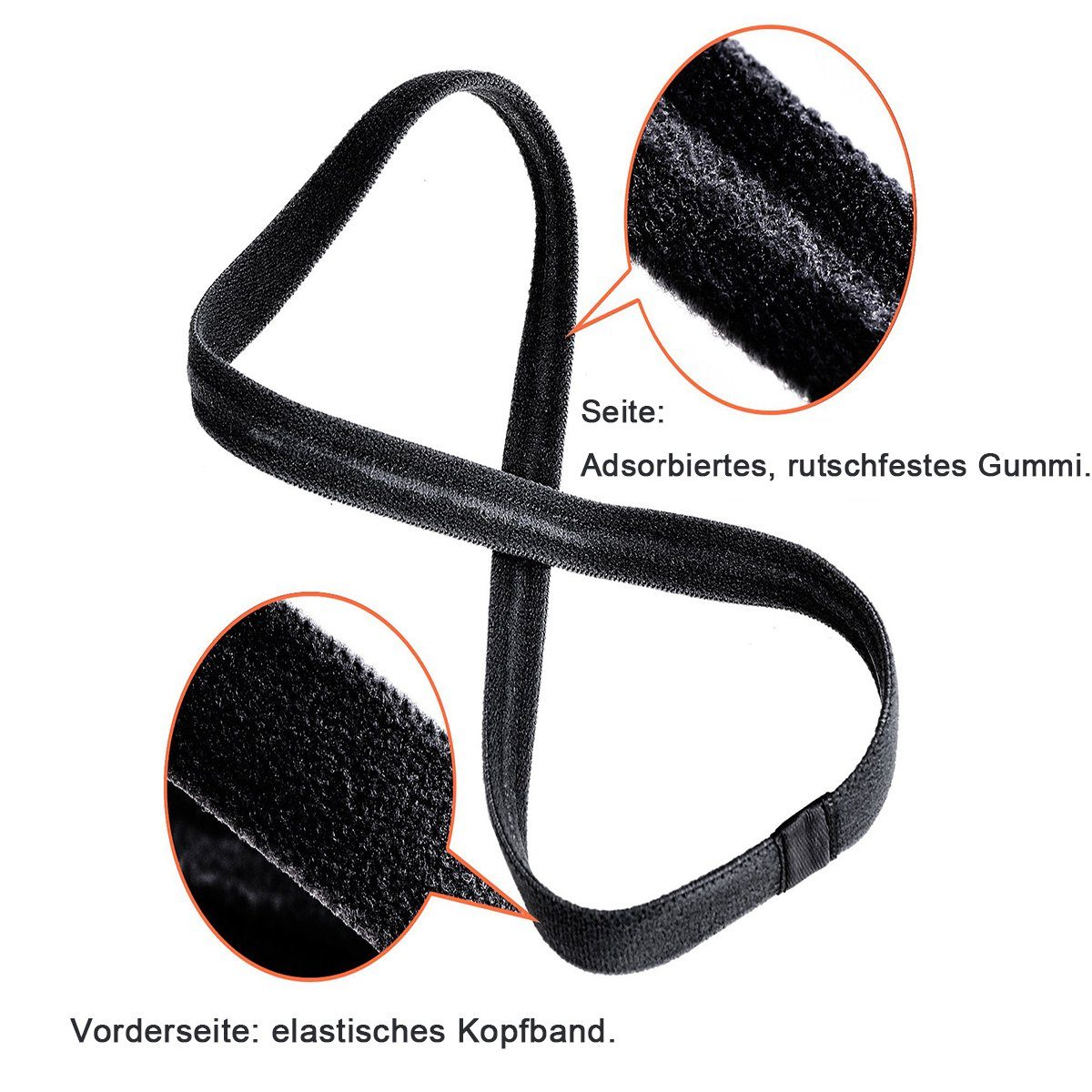 JedBesetzt Schweißband Haarband herren,dicke rutschfeste elastische Sport-Stirnbänder