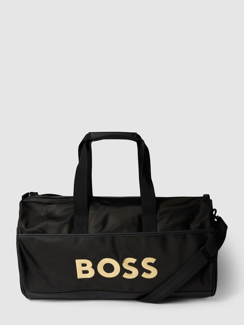Duffle Bag mit Label-Print Modell 'Holiday' in schwarz