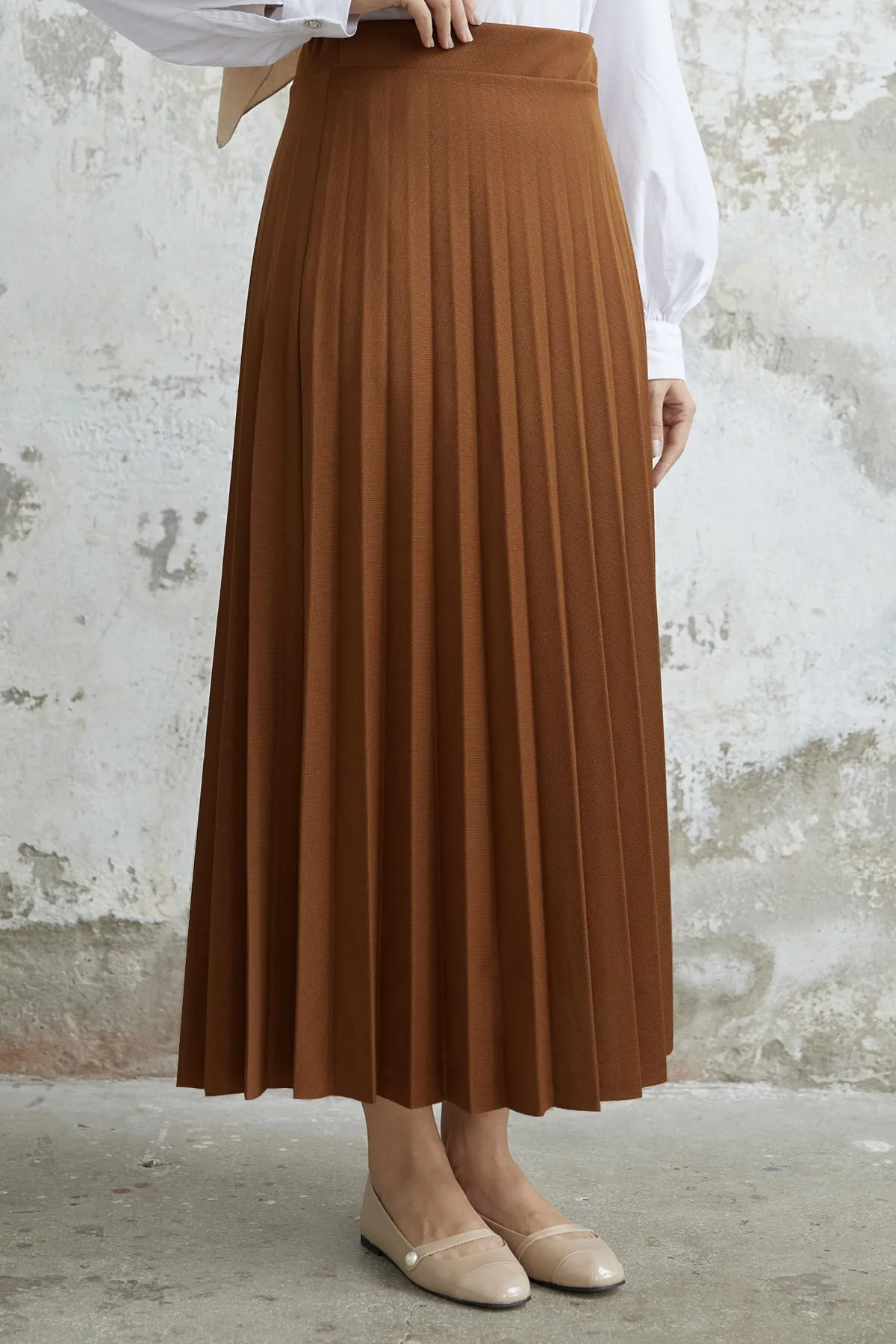 InStyle  Luisa Taillen-elastischer Faltenrock – Hellbraun