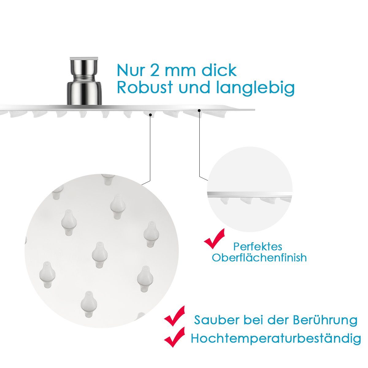 oyajia Regenduschkopf Hochdruck-Duschkopf, 10-Zoll-Regenduschkopf, Edelstahl Kopfbrause, Wasserfall-Badewannen-Duschkopf, Decken- oder Wandmontage