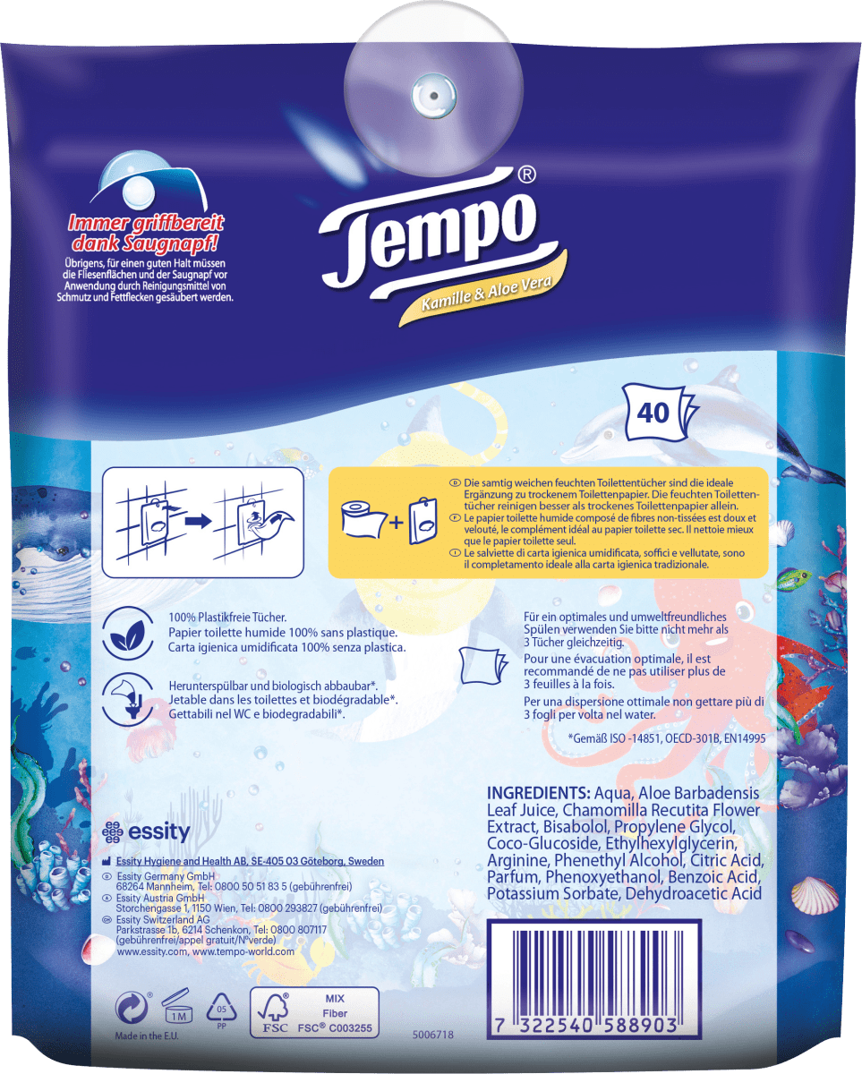 Feuchtes Toilettenpapier Sanft & Sensitiv Komfortbeutel, 40 St