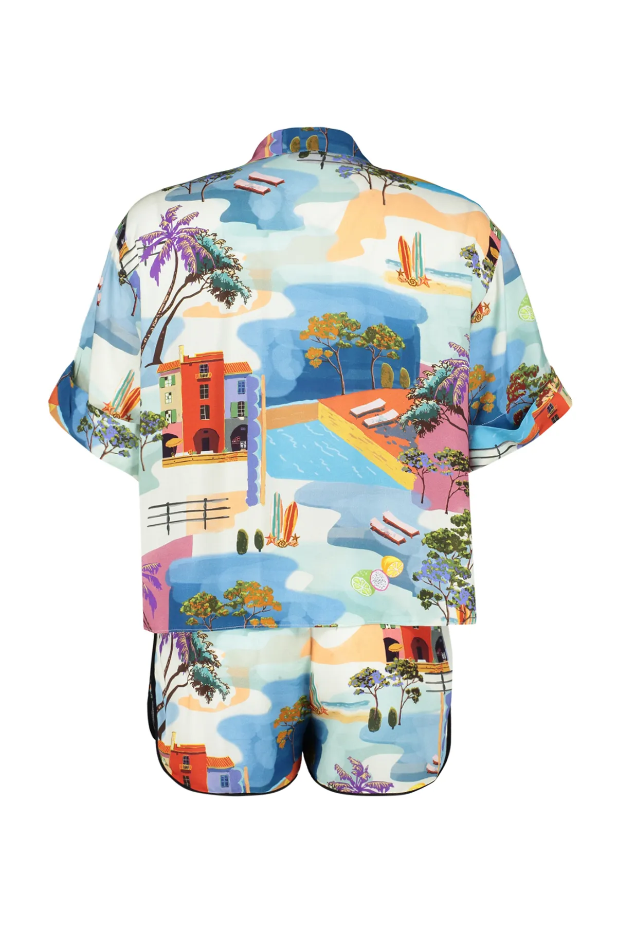 Trendyol Collection  Gewebtes Hemd-Shorts-Set mit Landschaftsmuster TBESS21AU0078
