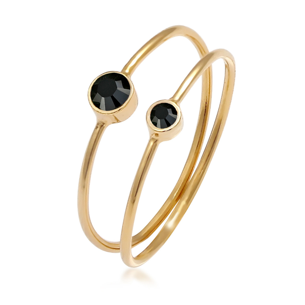 Elli Elli Bague Femmes Set Filigrane avec Cristaux Noir en Argent Sterling 925 Bague
