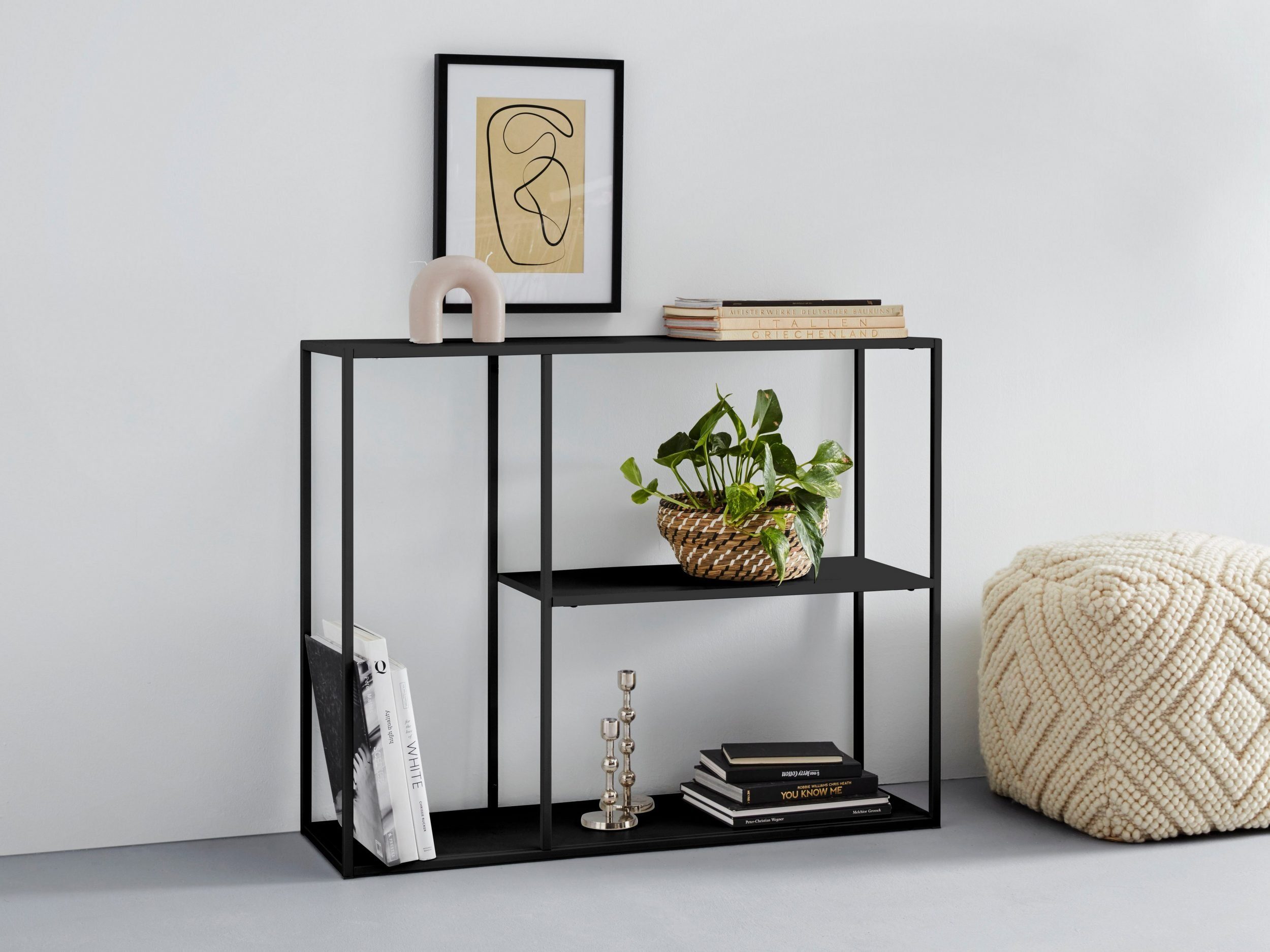 loft24 Bücherregal Chandler, Standregal aus Metall, 3 offene Fächer, Breite 100 cm