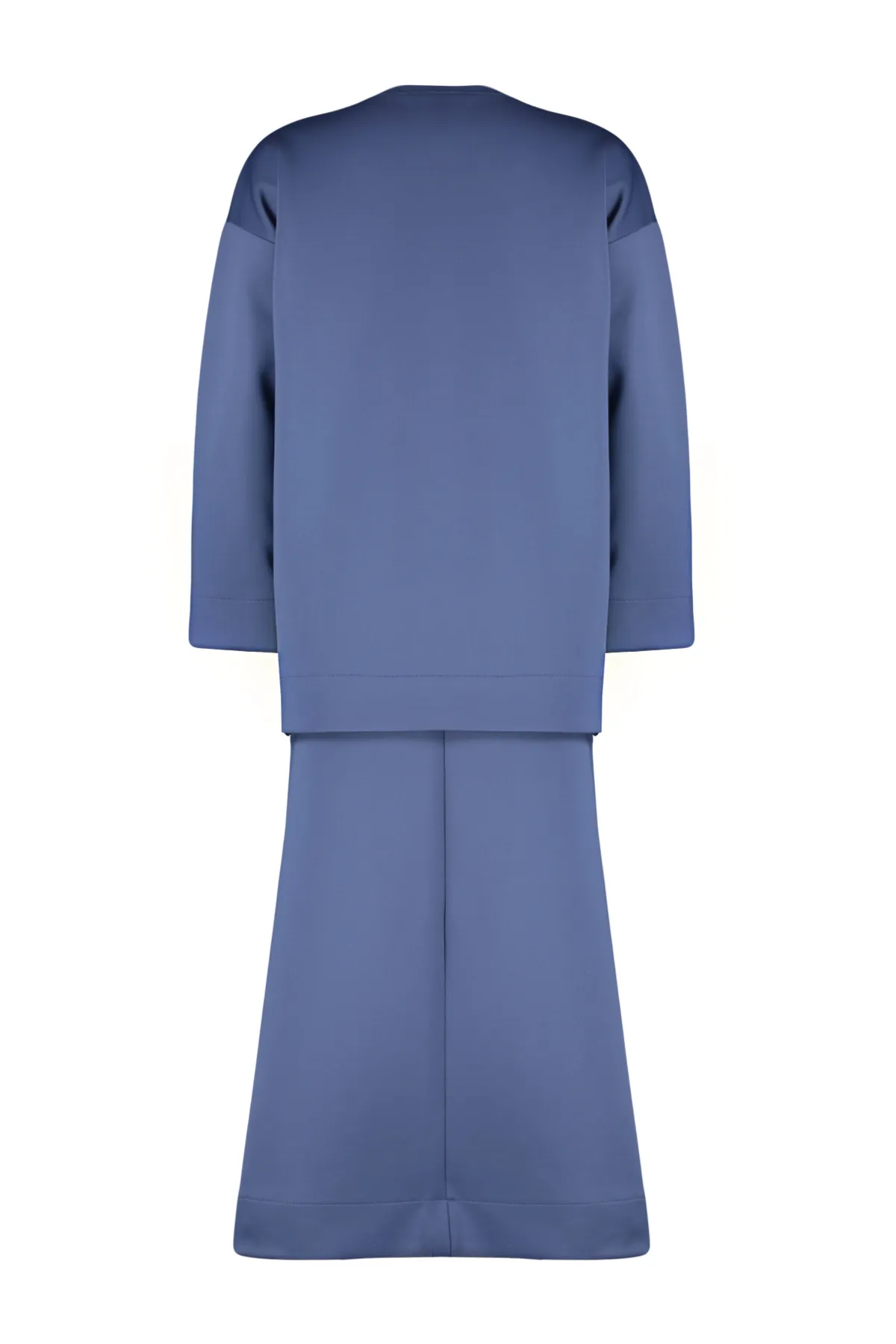 Trendyol Modest  Indigoblaues Scuba-Strickset aus Tunika und Rock mit Bindedetail vorne TCTSS23US00013