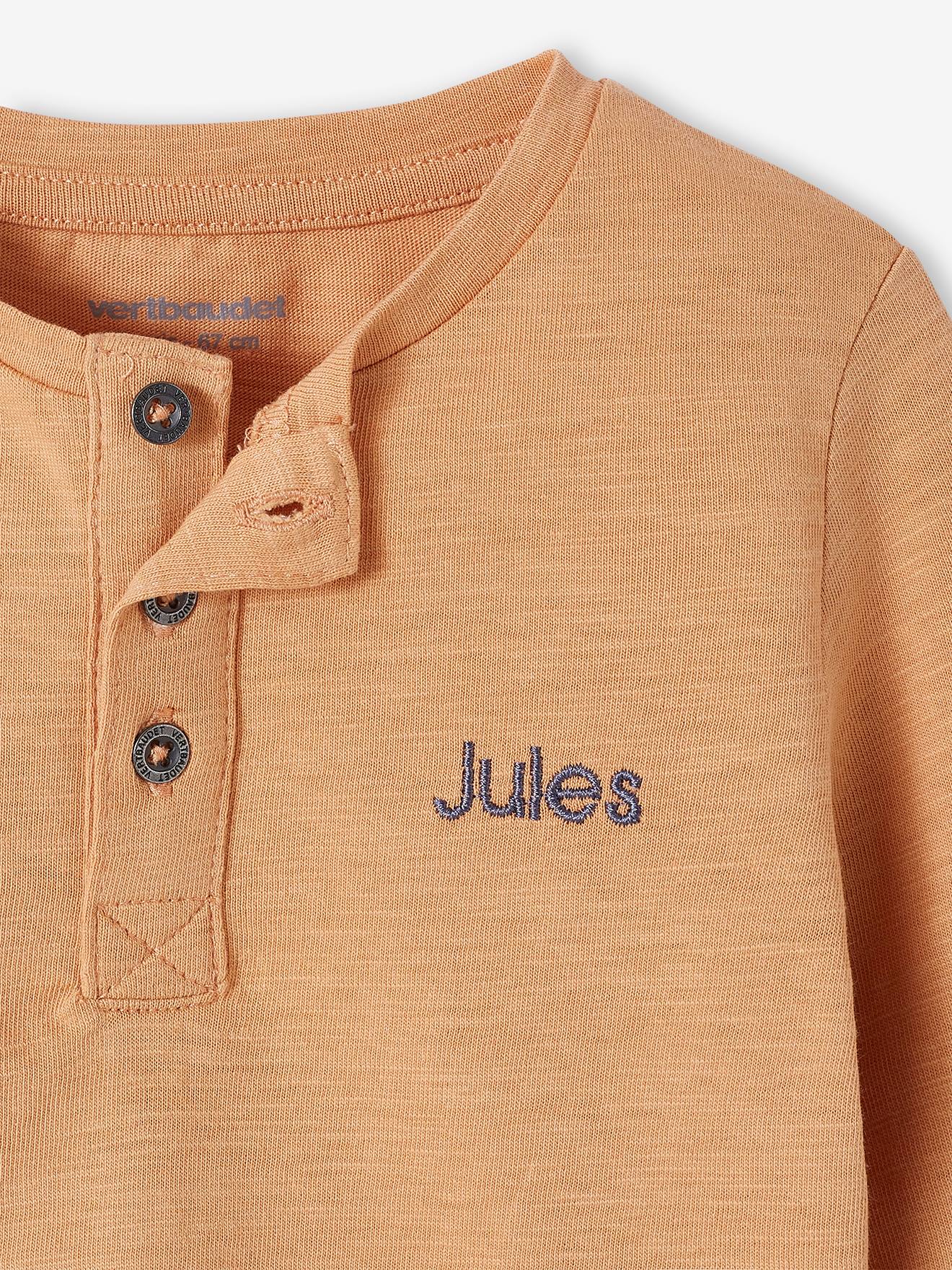 Vertbaudet Jungen Baby Henley-Shirt BASIC, personalisierbar Oeko-Tex - sand