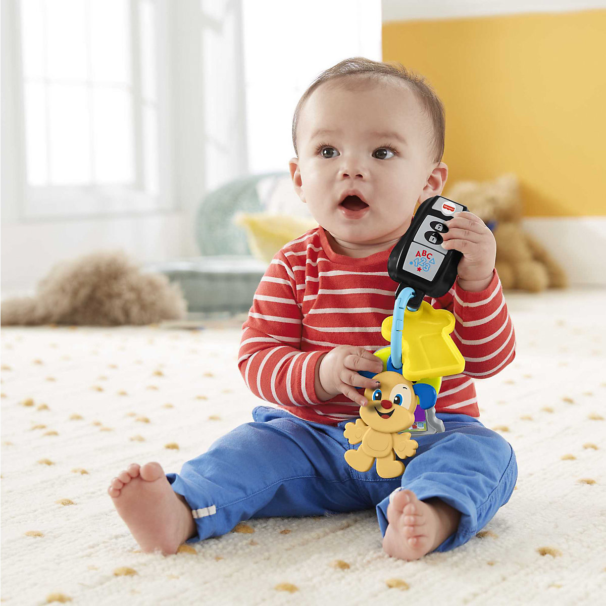 Fisher-Price Lernspaß Baby Schlüsselbund mit Licht und Geräuschen, Lernspielzeug