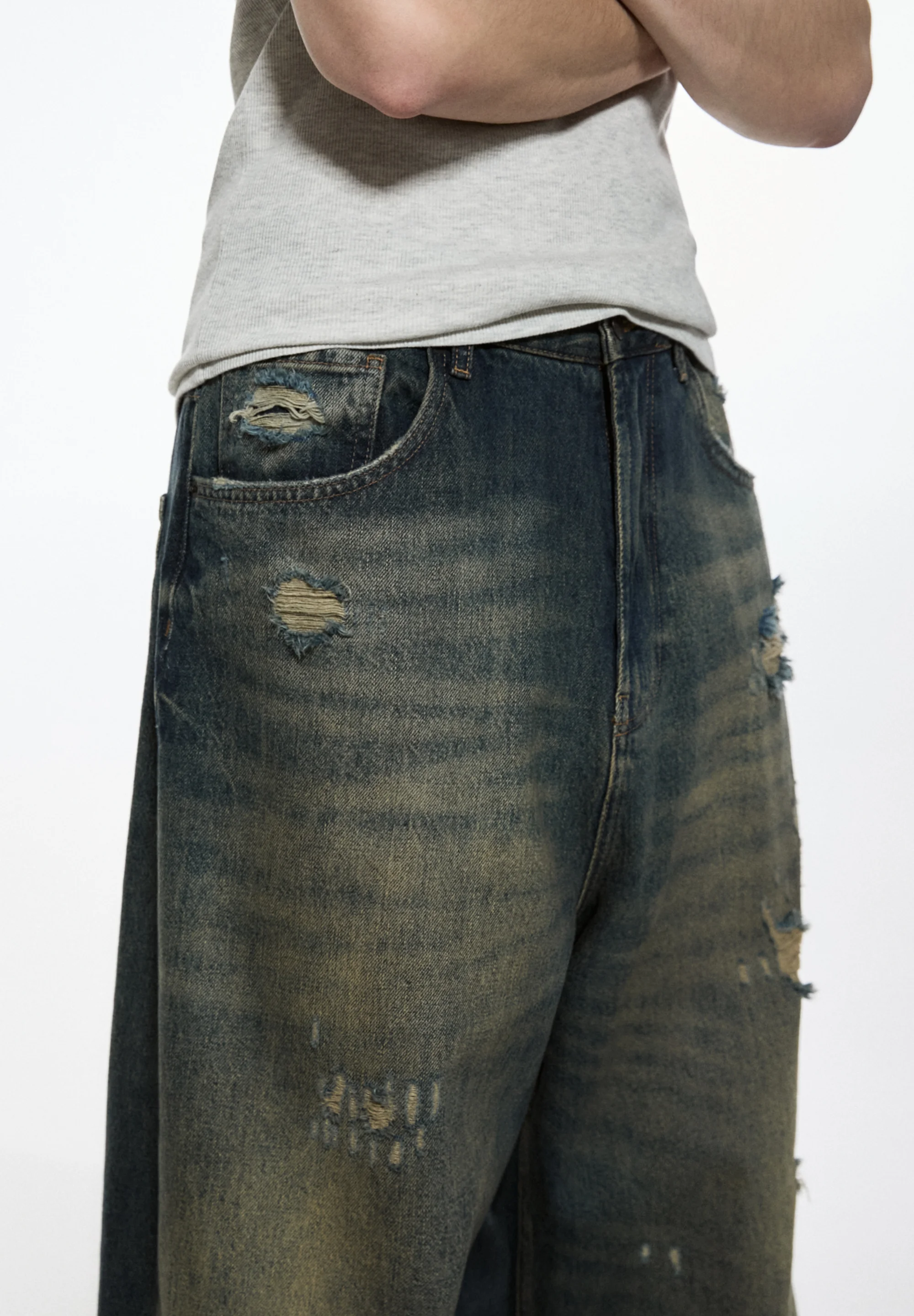 PULL&BEAR SUPER BAGGY - Vaqueros pitillo