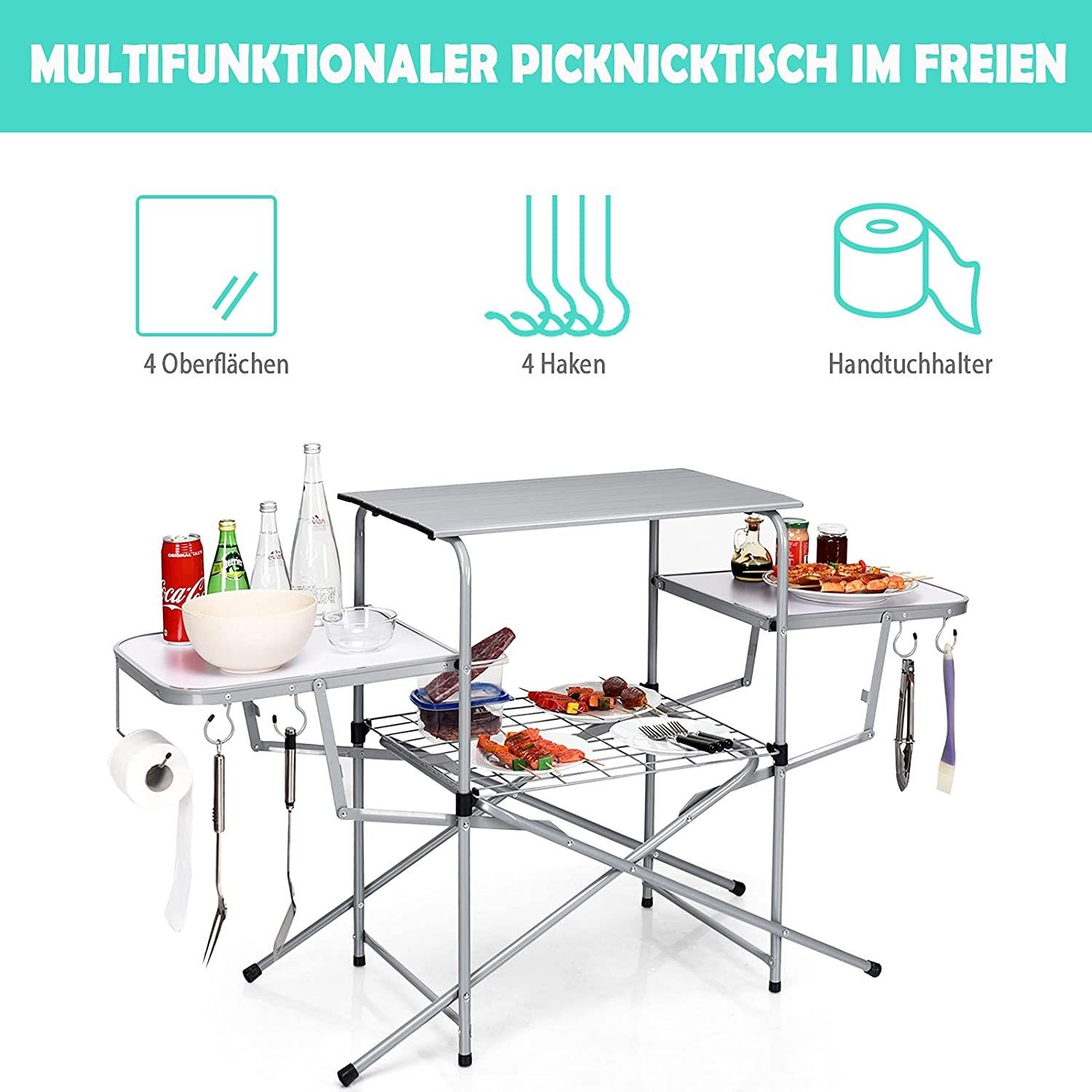 KOMFOTTEU Campingtisch Tragetasche, Falttisch mit 3 Platten