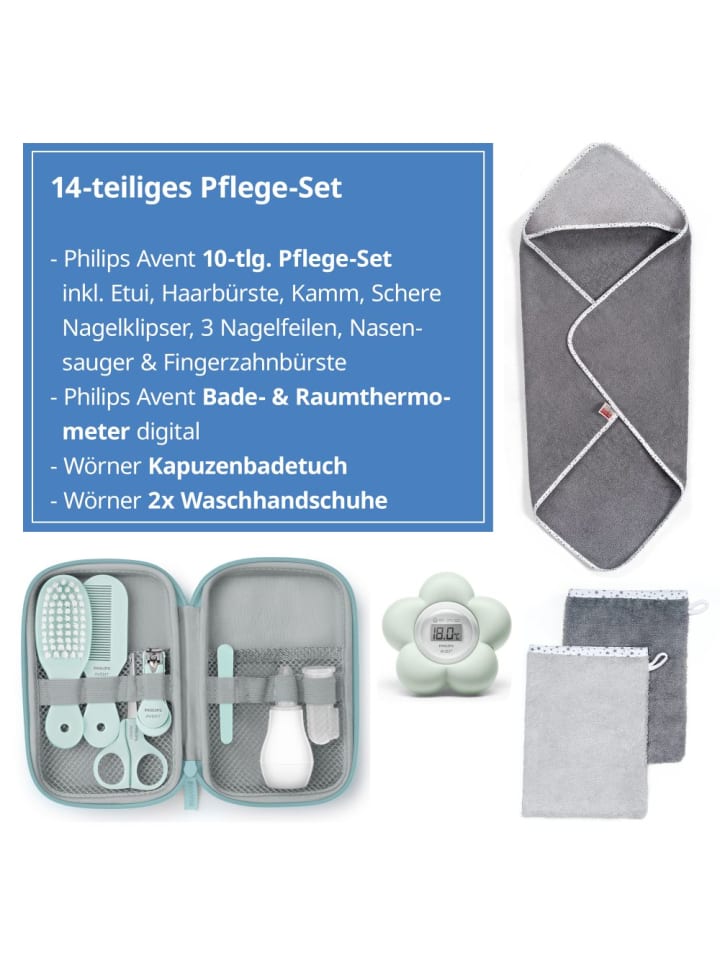 Philips Avent Premium Pflege Set 14-tlg. Badethermometer   in grau,gruen günstig kaufen onesize
