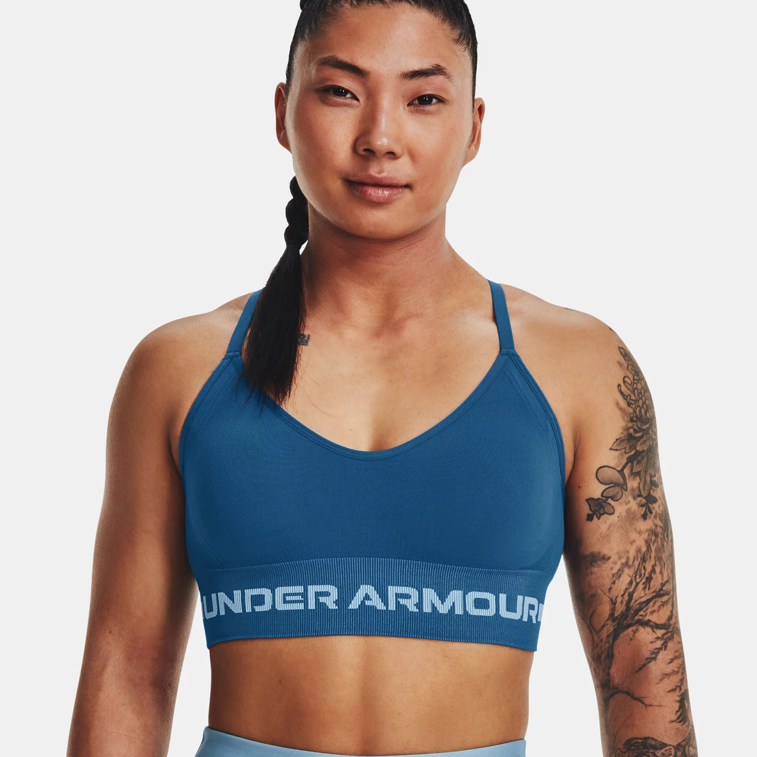 Seamless Low Long Sport-BH Damen - Petrol