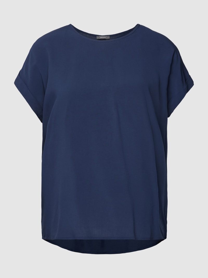 Blusenshirt aus reiner Viskose mit Kellerfalte in dunkelblau