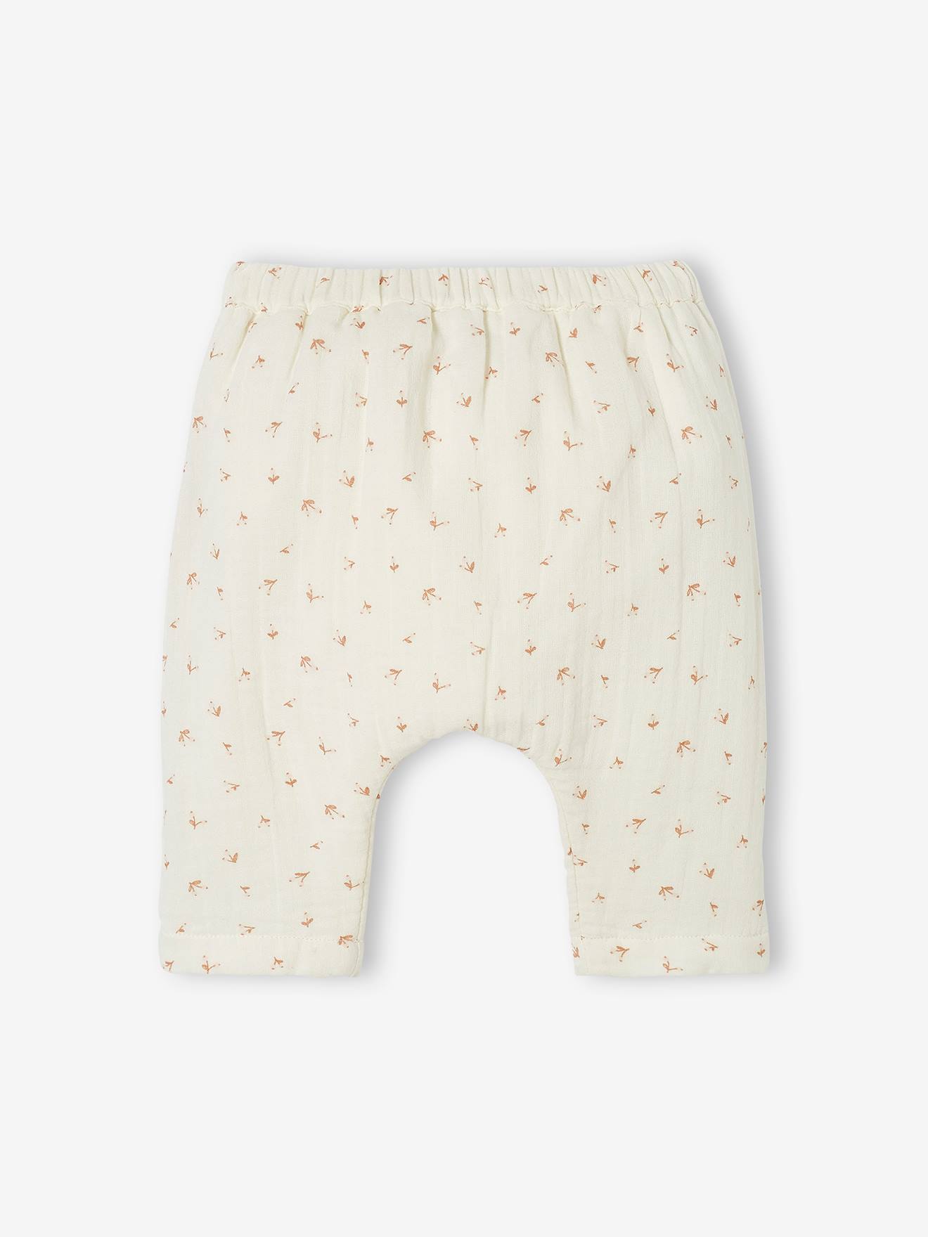 Vertbaudet Gefütterte Baby Hose, Musselin - wollweiß bedruckt