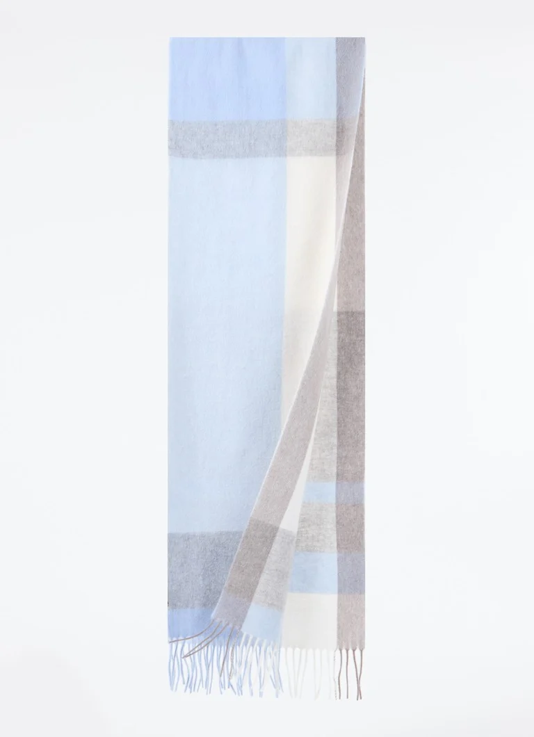 Szalik wełniany Profuomo z nadrukiem w kratę, 200 x 30 cm