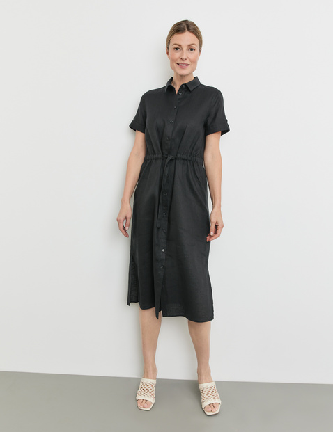 Leinenkleid mit Taillen-Tunnelband