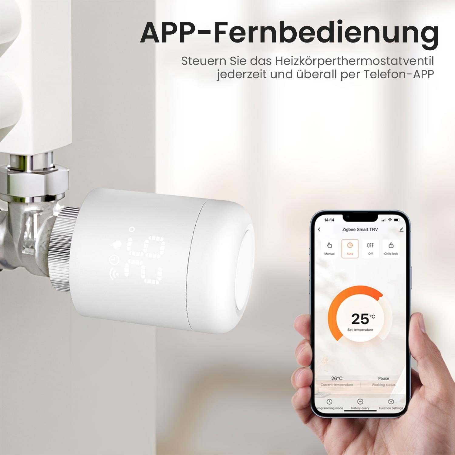 TOPMELON Heizkörperthermostat Zigbee Smart Heizung Thermostat, Energiesparen