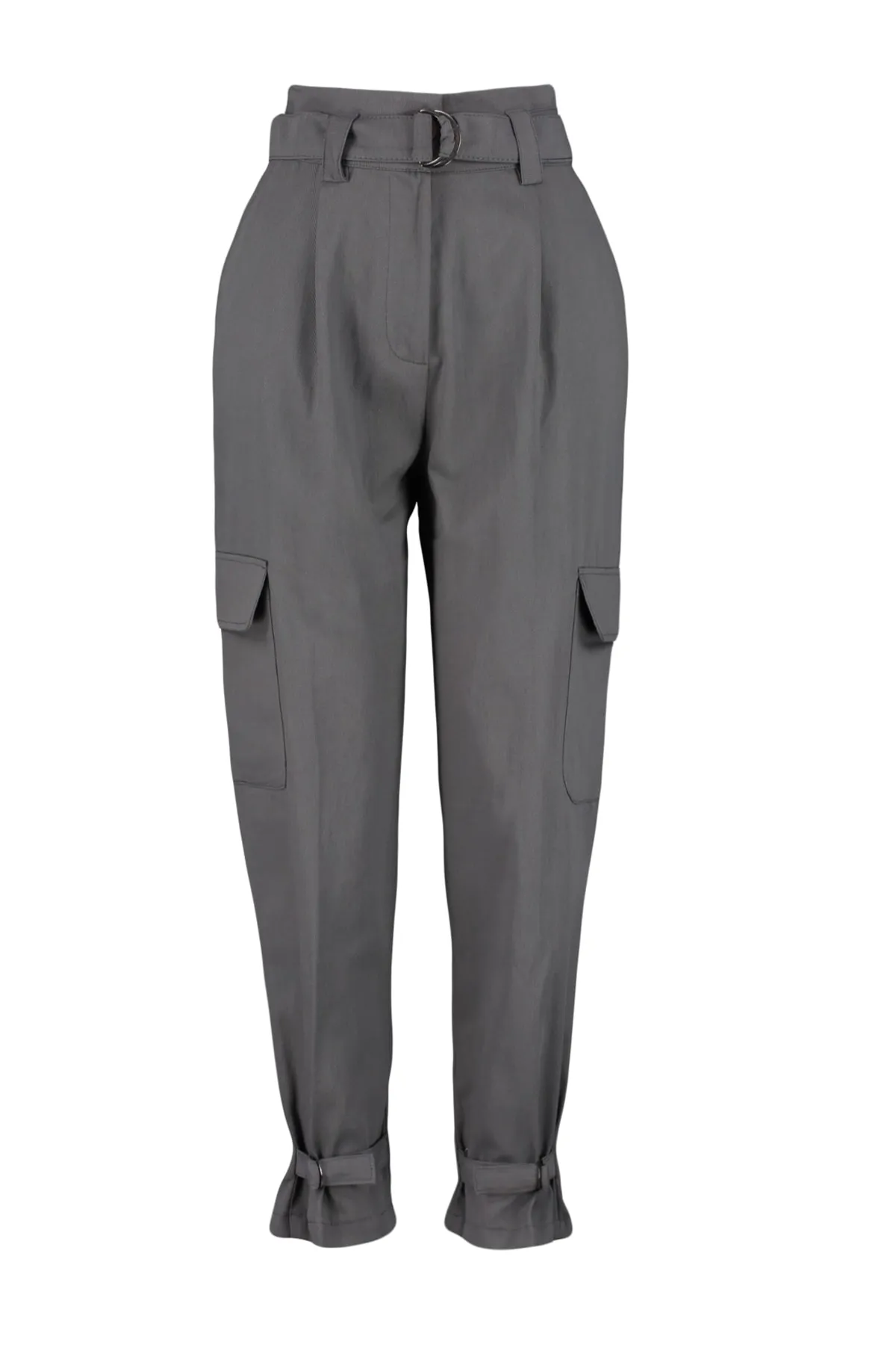 Trendyol Collection  Graue Cargo-Webhose mit Gürtel TWOSS21PL0138