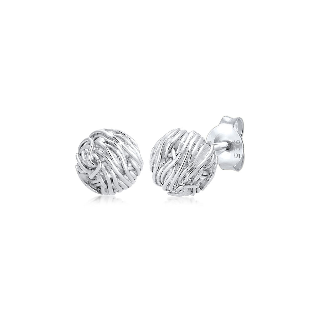 Elli Elli Boucles d'Oreilles Sphères Tordu Minimal Clous d'Oreille Femme - (925/1000)  Boucles d'oreilles