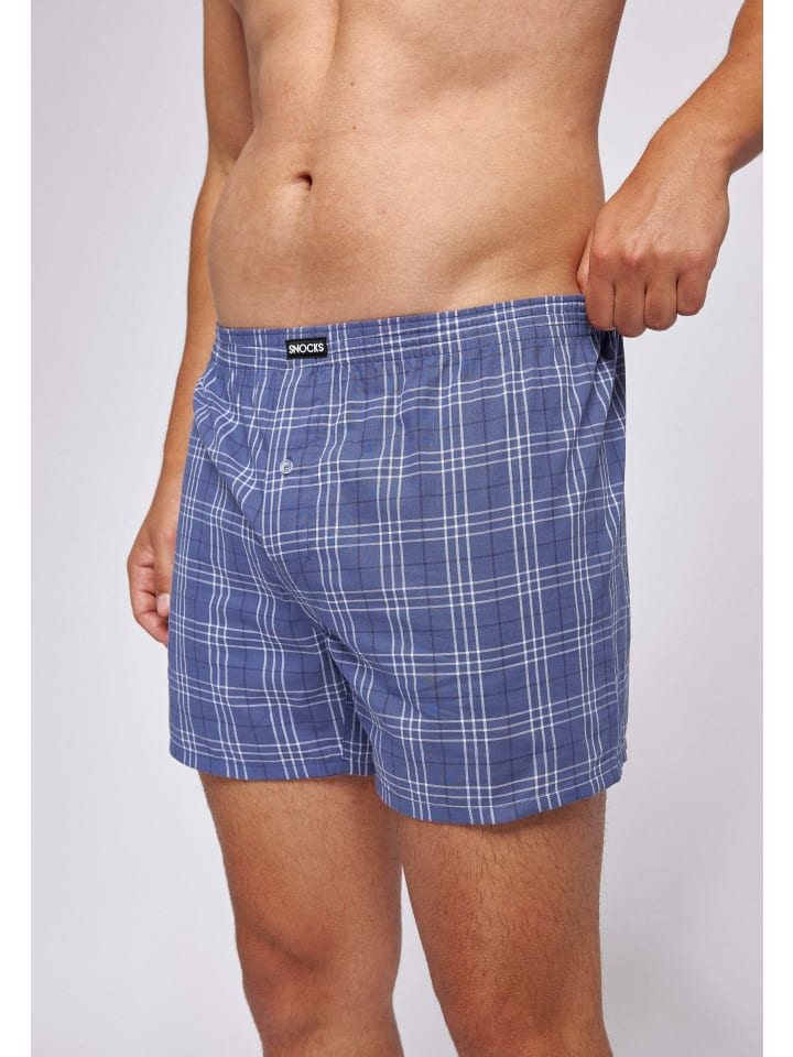 SNOCKS American Woven Boxershorts aus Bio-Baumwolle 3 Stück in Big Check günstig kaufen