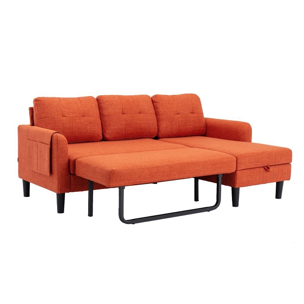 BlingBin Ecksofa Couch in L-Form Sofa Eckcouch Polsterecke mit Stauraum, 1er Set 1 Teile, mit Schlaffunktion, Stauraum-Chaise, mit Hocker Couch