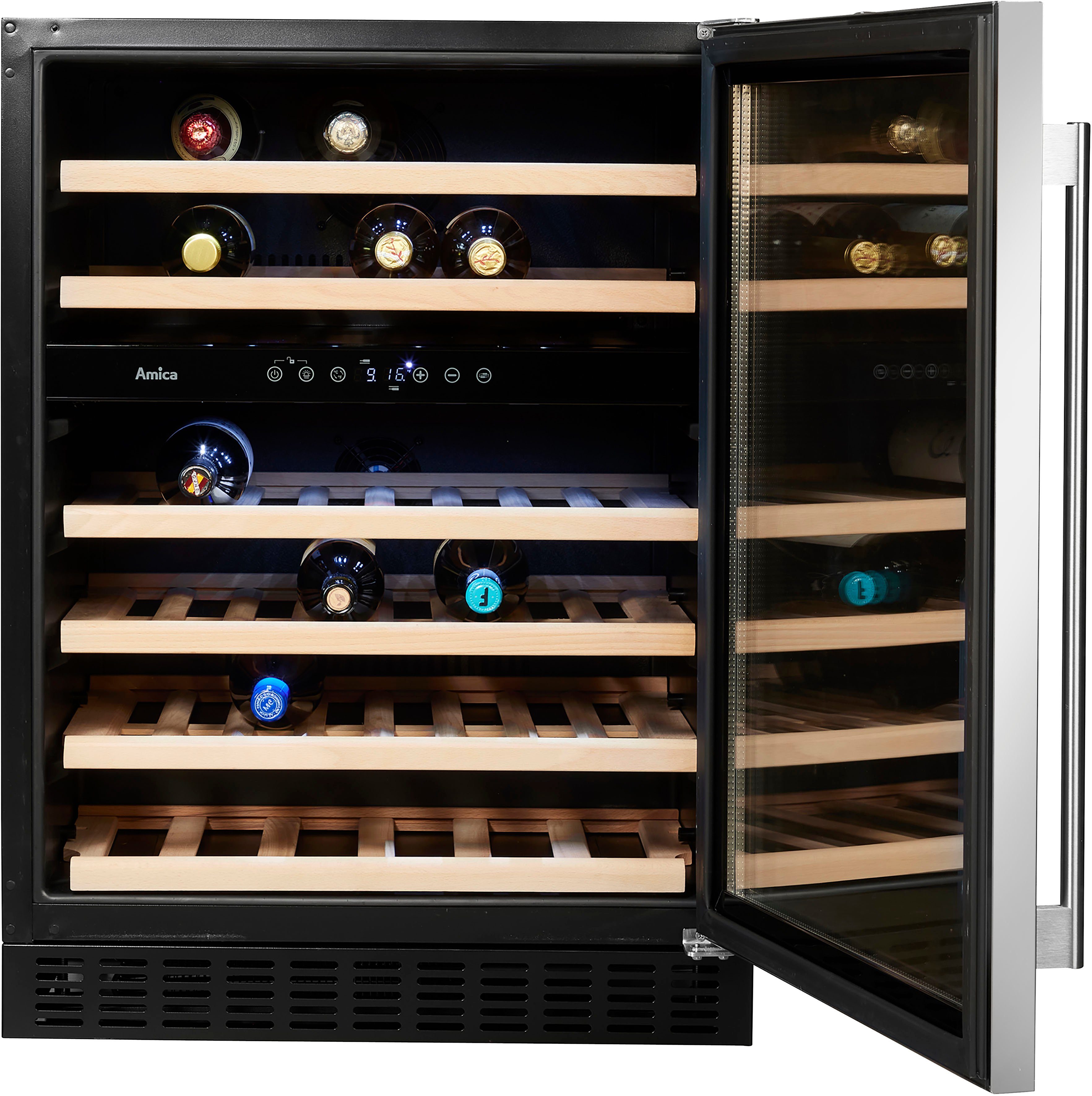 Amica Weintemperierschrank WK 341 111 E,für 46 Standardflaschen á 0,75l, Standkühlschrank