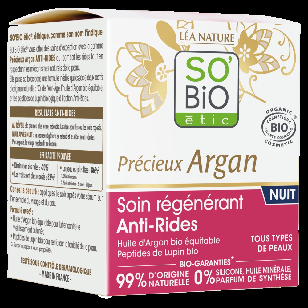 LÉA NATURE SO BiO étic Soin régénérant Anti-Rides nuit, Précieux Argan Soin regénérant