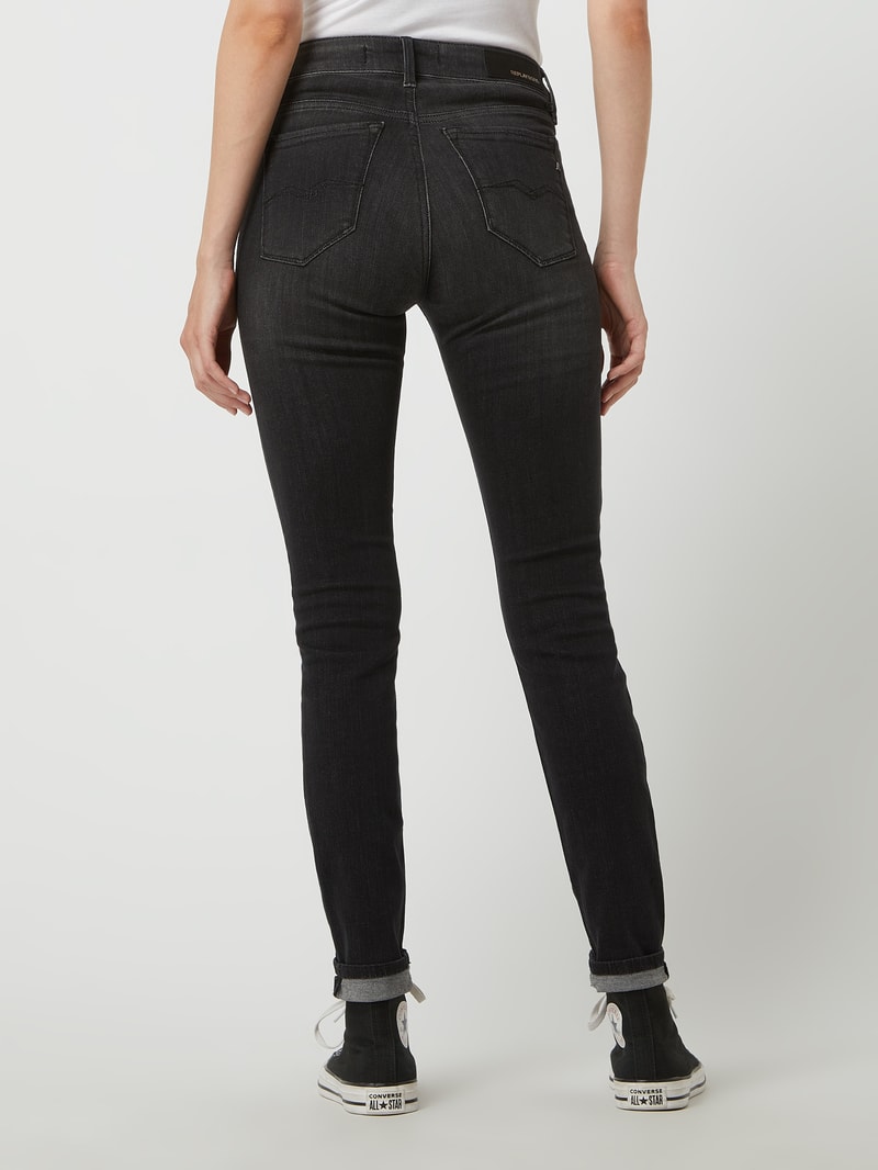 Skinny Fit High Waist Jeans mit Stretch-Anteil Modell 'Luzien' in schwarz