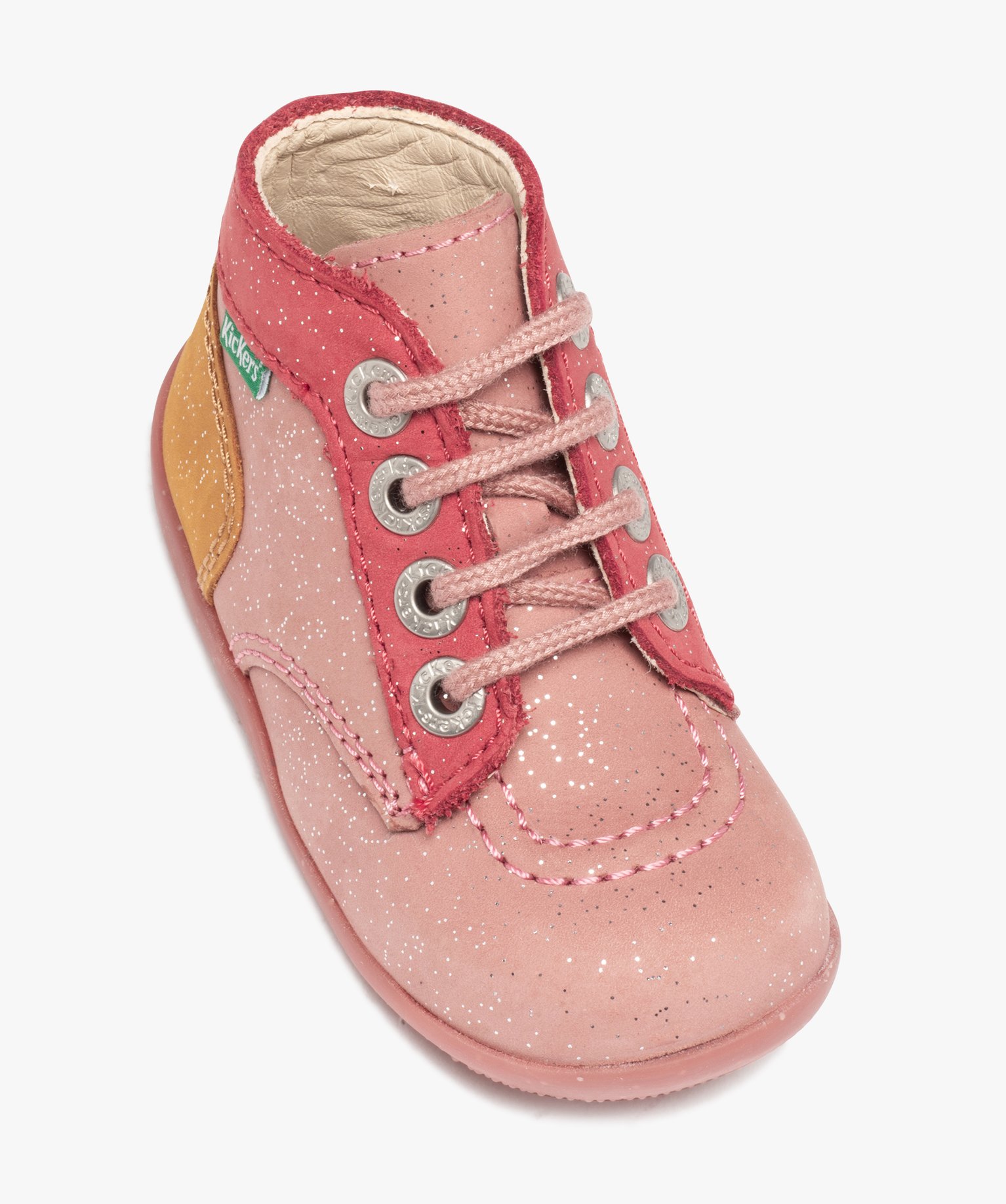 Chaussure premiers pas bébé fille en cuir et à paillettes... rose | GEMO