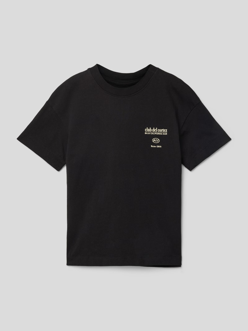 T-Shirt aus Baumwolle mit rückseitigem Motiv-Print in schwarz