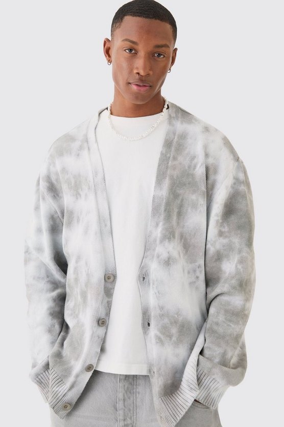 Gewaschener Oversize Cardigan in Stone