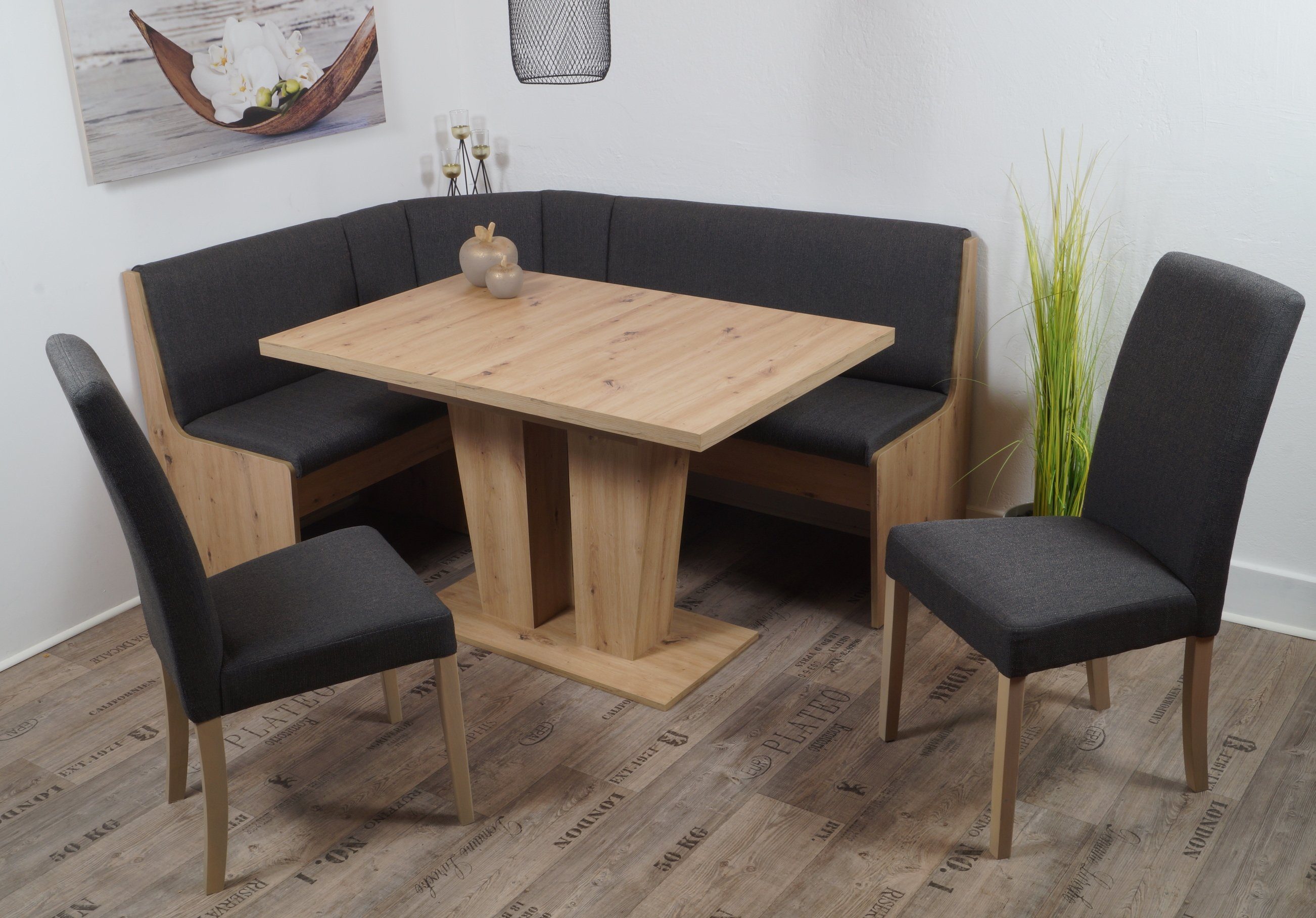 Stolebaenk Eckbankgruppe Duisburg Artisan VE/VADUAR Artemis, (Eckbankgruppe, 1 x Eckbank, 1 x Tisch, 2 x Stuhl)