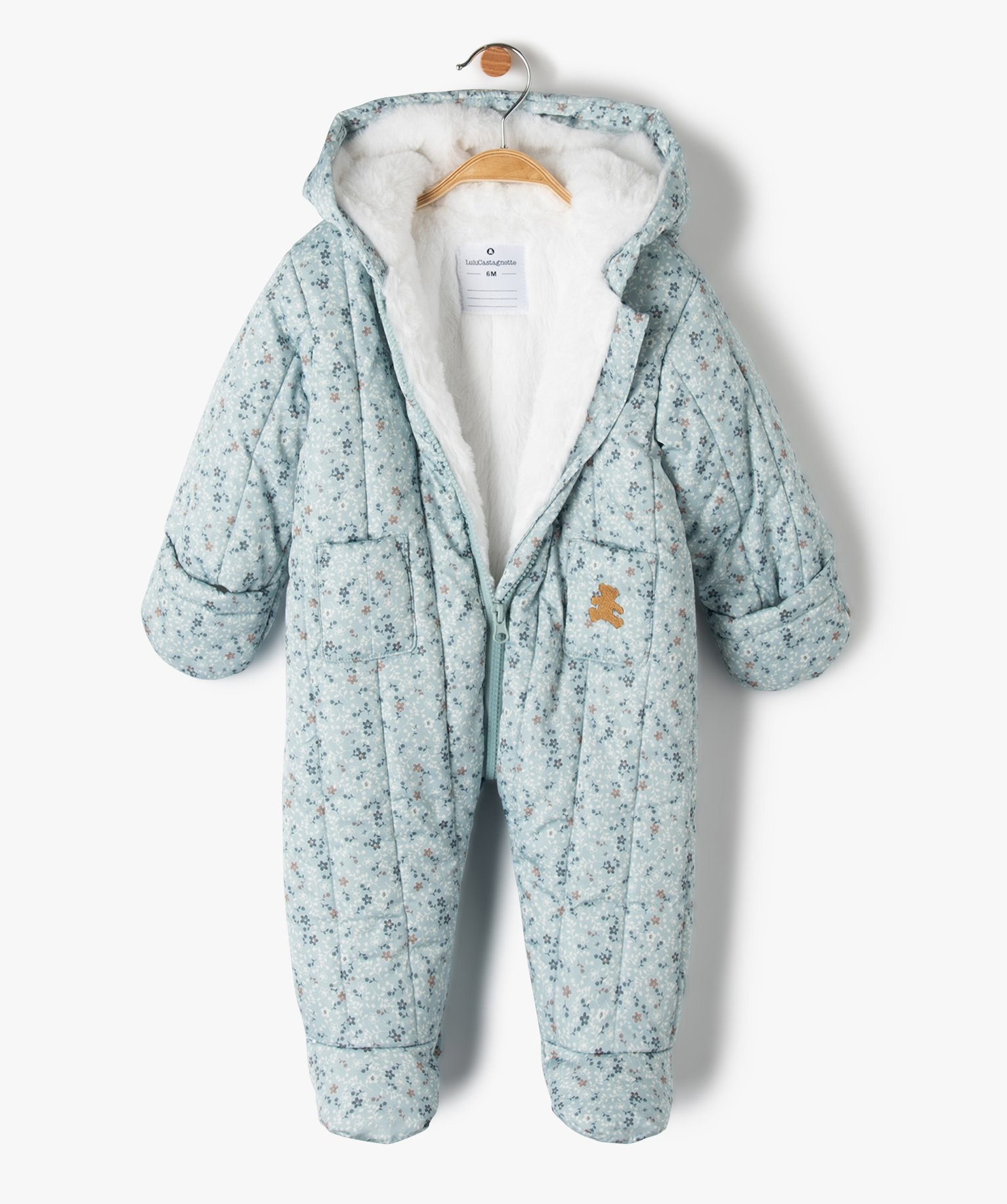 Combinaison pilote bébé fille matelassée avec moufles - L... bleu | GEMO