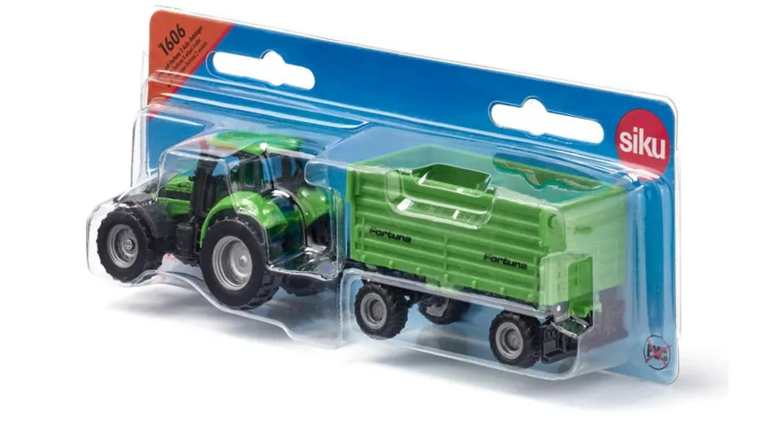 SIKU 1606 Farmer - DEUTZ-FAHR mit Fortuna 2-Achs Anhänger
