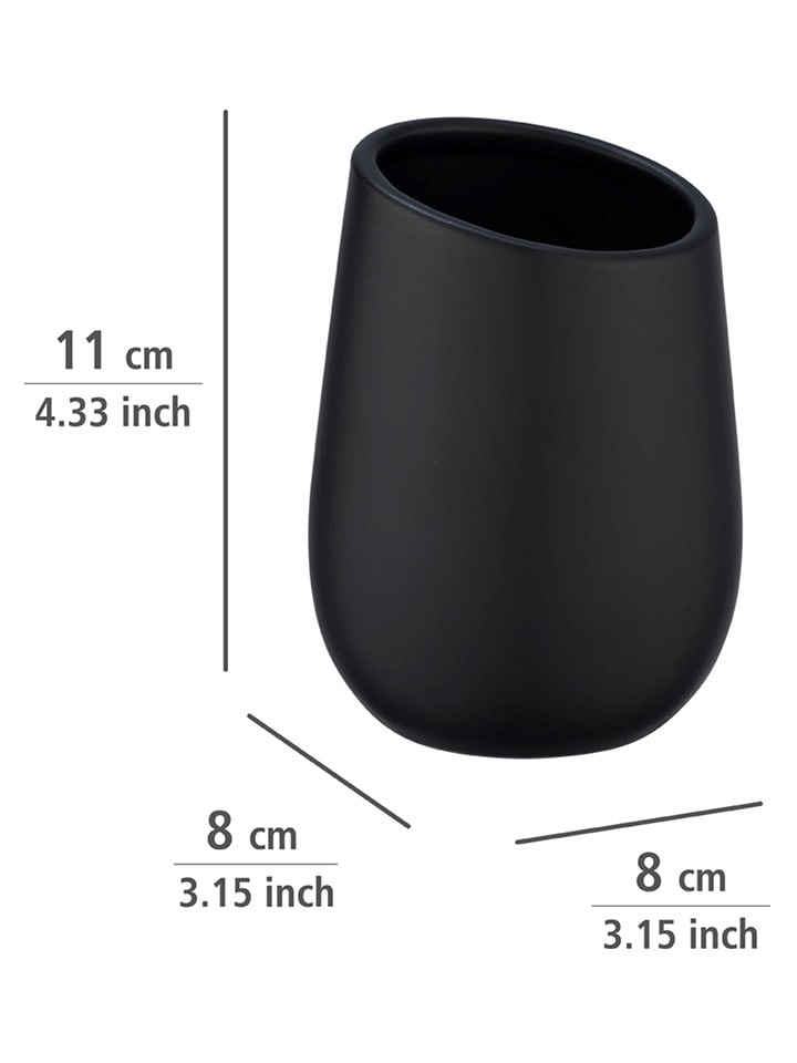 Wenko 2er-Set: Zahnputzbecher ''Badi'' in Schwarz - (H)11 x Ø 8 cm günstig kaufen onesize