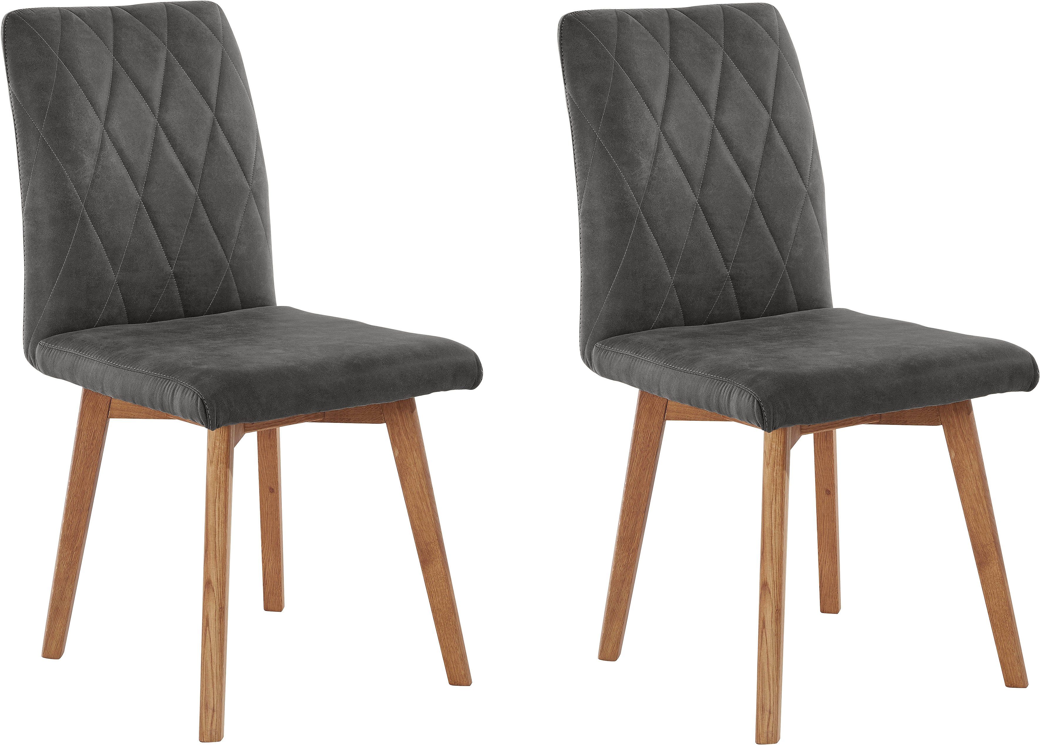 Home affaire 4-Fußstuhl Brest (Set, 2 St), Gestell aus Eiche Massivholz geölt