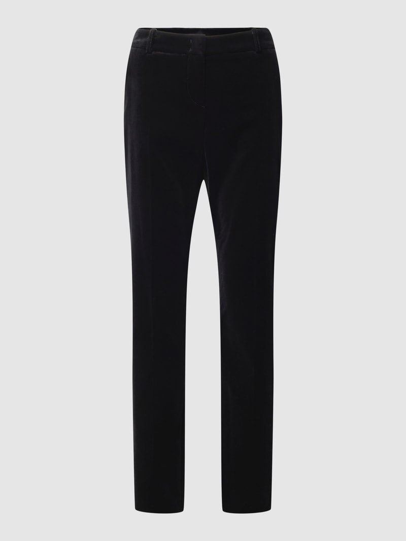 Slim Fit Stoffhose aus Samt in schwarz